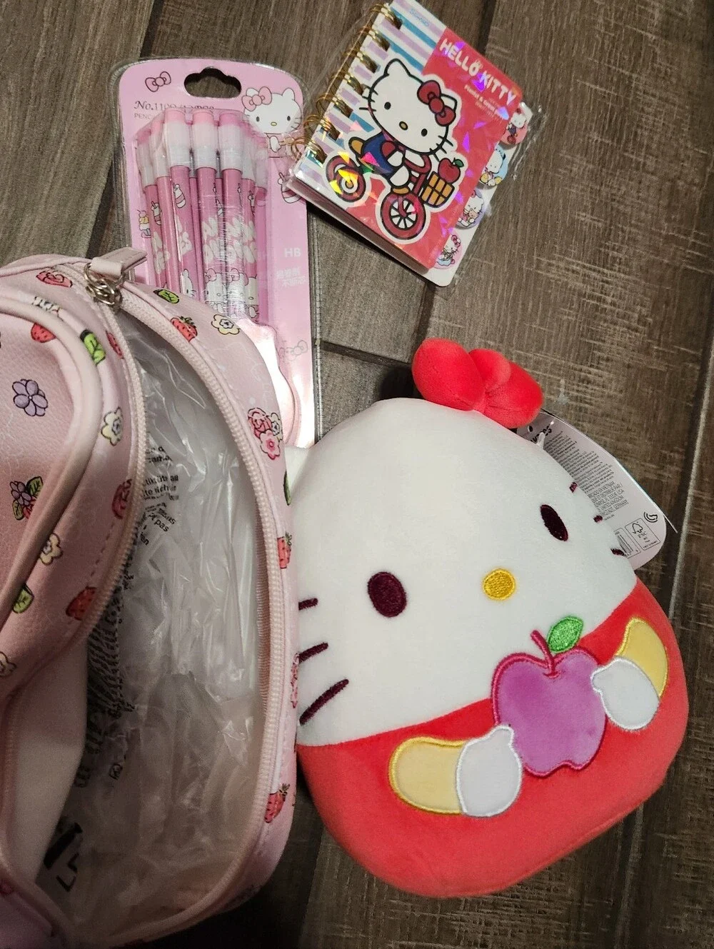 Hello Kitty Squishmallow, Pencil Pouch, Pencils, mini notebook